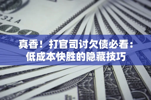 武汉真香！打官司讨欠债必看：低成本快胜的隐藏技巧